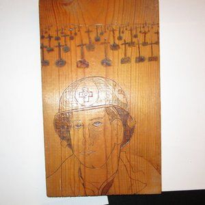 Original Woodburning = Soldier In A Cemetary